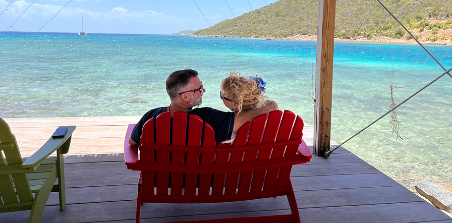 couple on a deck of yacht